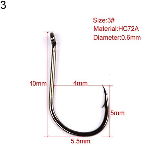 RIsxffp 200Pcs Durable Fishing Hooks Strong Carbon Steel Sharp Single Fish Fishing Hooks Bait Tackle Tool