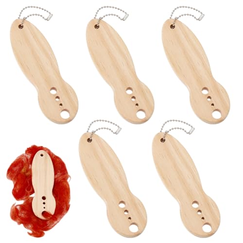 NBEADS 6 Pcs Wood Diz for Roving, Spin Roving into Yarn, Creating Roving for Spining, Spindle for Beginners and Advanced (Hole: 11/6/5mm)