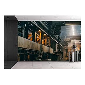 Factory Interior with Machines - Removable Wall Mural | Self-Adhesive Large Wallpaper - 66x96 inches