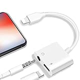 Headphone Jack Adapter Dongle for iPhone Xs/Xs Max/XR/ 8/8 Plus/X (10) / 7/7 Plus Adapter to 3.5mm Jack Converter Car Charge Accessories Cables & Audio Connector 2 in 1 Earphone Splitter Adaptor