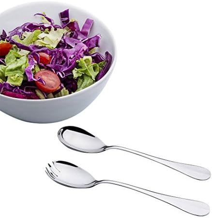 2-Piece Salad Servers 10" Heavy Sturdy Stainless Steel Salad Serving Spoon and Fork Set by OTW PAVILION