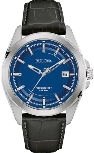 bulova men's dress leather watch 96b104 Bulova Classic Mens Watch Silver Dial Date Stainless Steel Black Leather 96B104