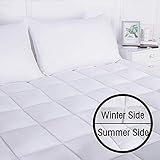 DREAMFLYLIFE Queen Mattress Pad Cover-400TC Spring Fabric and 180GSM Flannel Reversible Cover Queen Size Pillow Top All Season Hypoallergenic Mattress Topper Deep Pocket (Fitted 8-21 in)