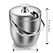 Insulated Ice Bucket,Stainless Steel Double Wall Ice Bucket with Lid and Tongs,2.8-Litre,Silver