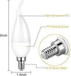 OHLGT E12 Flame Bulbs 2 Pack, 3 Mode LED Candelabra