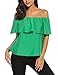 Sherosa Women's Off Shoulder Ruffles Solid Casual Blouse Loose Tops, Green S