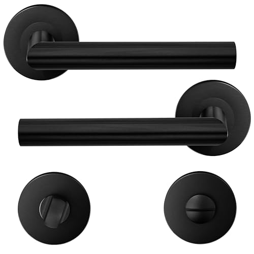 1 Pack of HENYIN Stainless Steel Door Lever Handle with Bathroom Knob,Mortise Door Lock handle,Black Color (SO2-103BK-B)