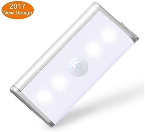 Motion Sensor Light [2 Detachable Magnetic Strips],Kokome 4 LED Cordless USB Rechargeable PIR Motion Activated Night Light,Wirless Kids Safe Lights DIY Wall Lamp Camping Emergency Lighting White