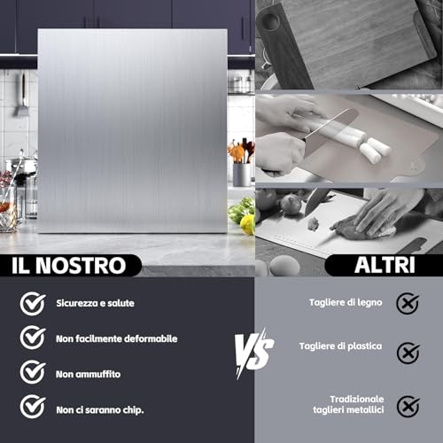 Stainless Steel Chopping Board, Kitchen Worktop, Durable and Hygienic Worktop Extraspessor 2 mm, Kitchen Kneading Board for Bar for Restaurant (50 x 40 cm)