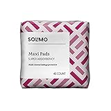 Amazon Brand - Solimo Thick Maxi Pads for Periods, Super Absorbency, Unscented, 48 count