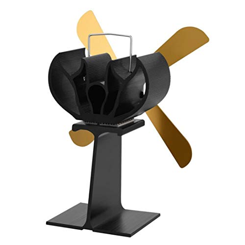 image for Baynne Heat Powered Wood Stove Eco-Friendly Fan Ultra Quiet 4 Blades H