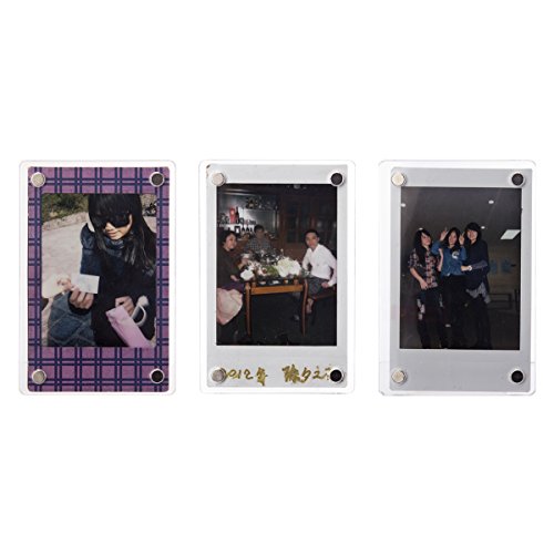 [Fujifilm Instax Mini Photo Frame Series] Woodmin Customized 3-inch Clear Acrylic Fridge Magnet Frame for Fuji Instant Mini Film Pictures, Cards and Mem