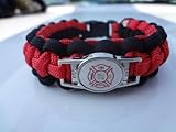Firefighter Thin Red Line Fire/rescue Charm Paracord Survival Bracelet By Bostonred2010