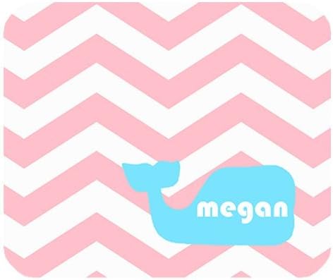 iFUOFF Mousepad Lovely Cyan Whale Shape Pink Zigzag Chevron Customized Name Rectangular Mouse Pad 180x220x3mm