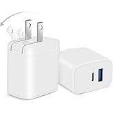 [2 Pack] Foldable 20W Dual Port Charger Block Used for an iPad Charger,ipad pro, iPhone 17.1615, or iPhone 14