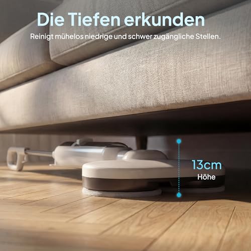 Livatro Hard Floor Steam Cleaner with Rotating Mop Head | 1300 W, steam in approx. 30s, 500ml tank, 15 accessories, 5m cable and 4 washable pads