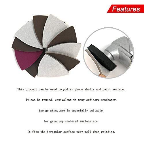 Triangle Sponge Sanding Disc Sandpaper Hook and Loop 300-2000 Grits Polishing Grinding Tools, 90 x 90 x 90MM, 20-Pack - Thumbnail 4