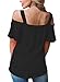 Astylish Women Sexy Cut Out Cold Shoulder Ruffle Short Sleeve Shirt Blouse Top Black Large