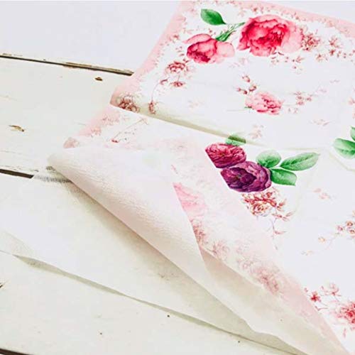 Frontia Paper Napkins Flower Floral Design Botanical Pink Rose Cocktail Beverage Lunch Dinner 3-Ply 2 Pack of 10 Count 13"x13" Rose Flower Japan Import - Thumbnail 5