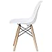 2xhome - Set of Four (4) - White - Kids Size Side Chairs White Seat Natural Wood Wooden Legs Eiffel Childrens Room Chairs No Arm Arms Armless Molded Plastic Seat Dowel Leg