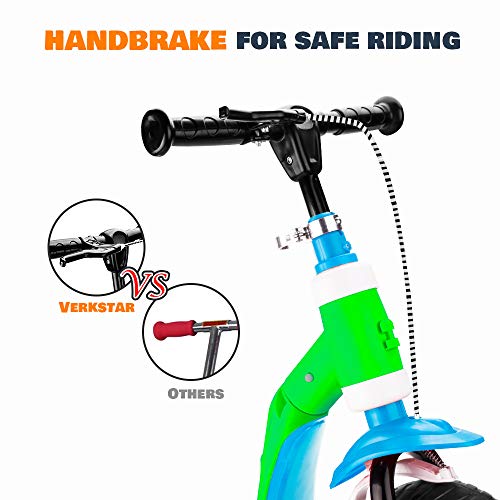 Verkstar Kick Scooter for Kids Toddlers Girls Boys, 2 in 1 Kids Scooter with Handbrake, Adjustable Handle, Extra-Wide Deck, The Latest Outdoor Toys for Kids Activities (Blue & Green)