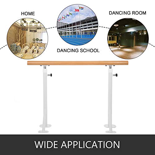 Popsport Ballet Barre Free Standing Balance Barre Ballet Barre Wood Freestanding Stretch Dance Bar (5FT,White Single)