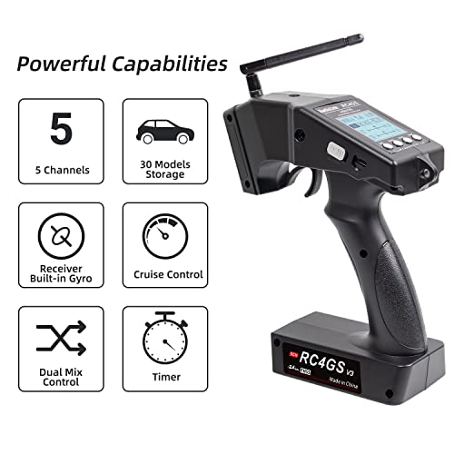 Radio Commande RC4GS V3 7 Canaux Avec 2 Récepteurs Gyro | Télémétrie, Double Mix | Pour Voitures, Bateaux RC