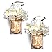 Mason Jar Sconces Wall Decor, Home Wall Decor for Living Room, Country Kitchen Decorations, Bathroom Wall Decor, Rustic Wall Sconce with LED Strip Lights and Hydrangea Flowers (Set of 2) Vintage Decor