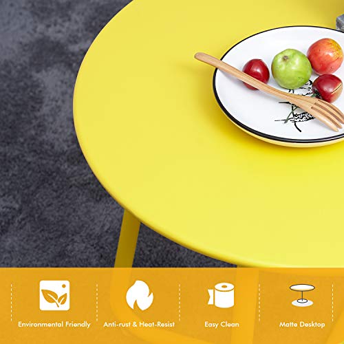 Grand Patio Indoor & Outdoor, Powder Coated Steel Round Side Table, Yellow Pricepulse