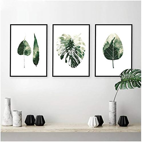 xwwnzdq Botanical Leaf Prints Wall Art Green Leaves Canvas Painting Monstera Wall Decor Pictures Poster for Living Room Home Decor 50x70cmx3 No Frame