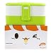 Japanese Style Kawaii Bento Lunch Box for Kids or Adults - Leakproof, Stackable 2 Layer Food Container with Stainless Steel Silverware Cutlery - BPA Free, Microwave & Dishwasher Safe