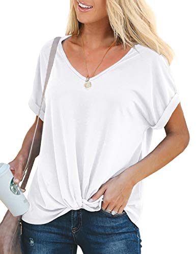 T Shirts Summer Blouses Knot Front Tees
