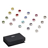 BMC 10pc Multicolor Sparkling Fashion Crystal Round Magnetic Clip On Stud Earring Set for Men/Women