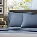 Amazon Brand – Pinzon 500-Thread-Count Pima Cotton Sateen Bed Sheet Set -King, Flint Blue