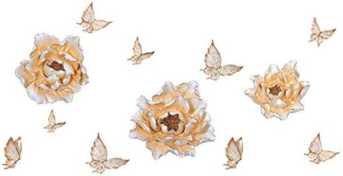 XURANFANG Living room wall decoration modern minimalist creative wall decoration sofa background wall lucky wall decoration wall stereo pendant@BG-9991 Peony Flower Gold [Energy Class A+]