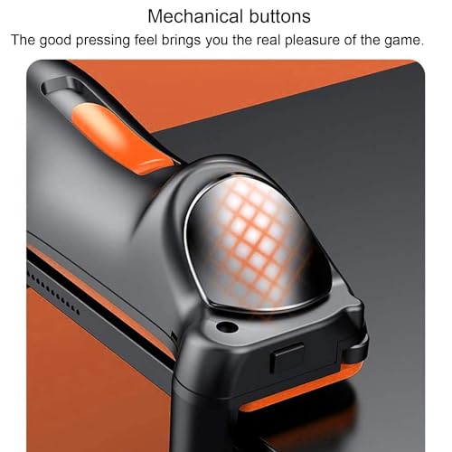 PUBG Game Controller Trigger with Rapid Fire, 6 Finger Gaming Grip, Gamepad Joystick, L1R1 L2R2 Buttons, Trigger Compatible with iPad, Tablet, Android, iOS, Orange