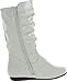 Lucky Top Bank-77 Girls Kids Slouchy Leatherette Rhinestone Button Mid Calf Flat Motorcycle Boots