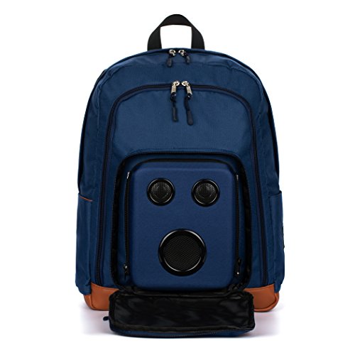 Super Real Business Bluetooth Speaker Backpack with 15-Watt Speakers & Subwoofer for Parties/Festivals/Beach/School. Rechargeable, Works with iPhone & Android (Blue, 2018 Premium Edition)