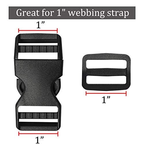 Plastic Buckle 1 Inch Dual Adjustable Quick Side Release Replacement Clips with Slides for Dog