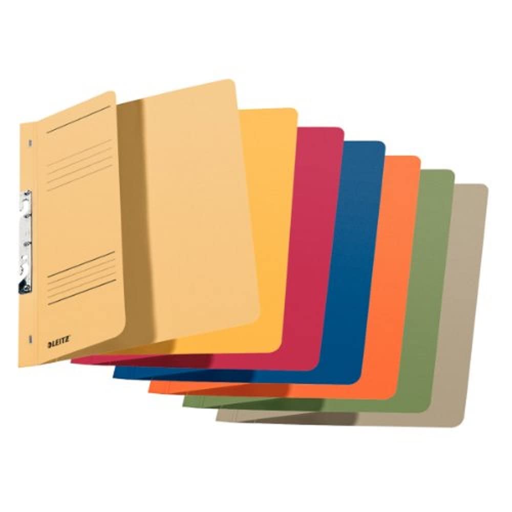Leitz Slotted Folder for Files, Filing, Paperwork Storage, 1/2 Cut Front Cover A4 kfm. Heftung Manila Cardboard Paper Folder Pack of 5 Assorted Colours