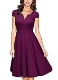 Miusol Women's 1940's Rockabilly V Neck Cocktail Evening Party Dress