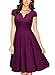 Miusol Women's 1940's Rockabilly V Neck Cocktail Evening Party Dress