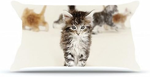 Hubery King Size 20X36 PillowCase Inches Cotton Pillowcases Decorative Pillow Cover with Hidden Zipper Decor Cushion Covers - Animals Cats Kittens gray red floor eyes view For Bedding Room