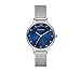 Skagen Women's 30mm Anita Silvertone Bracelet Watch with Dark Blue Dial