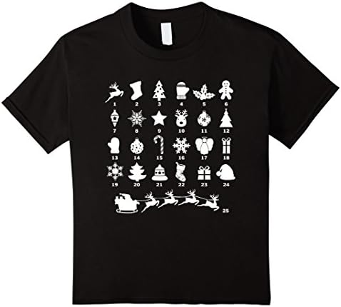 Kids Christmas Advent Calendar TShirt Christmas Tee Advent 2016 6 Black