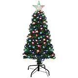 Holiday Essence Pre Lit Christmas Tree 4 Ft - Artificial Xmas Tree with Prelit LED Multi Color Lights, Star Tree Topper, Changing LEDs, 120 Full Hinged Tips, Metal Stand, UL Listed