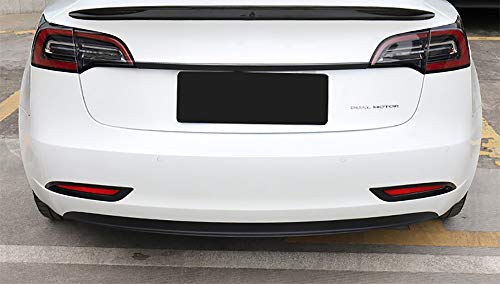 Kadore for 2018-2019 Tesla Model 3 Carbon Fiber Style Car Rear Fog Lights Lamps Cover Trim 2-pc
