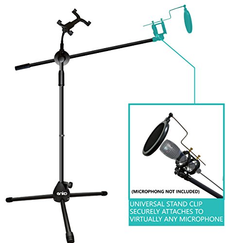 Mic Stand, ANKO Fashion Easy-Adjust Tablet Mount with Flexible 360 Degree Rotating and Mic Mount with 24.78" long Arm, Suitable for All 7-14 Inch Tablets. (BLACK-1 PACK)