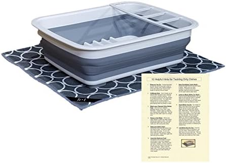 Old Gettin Place Collapsible Dish Drying Rack Bundle - 3 Items: Dish Rack, Drying Mat and Helpful Hints