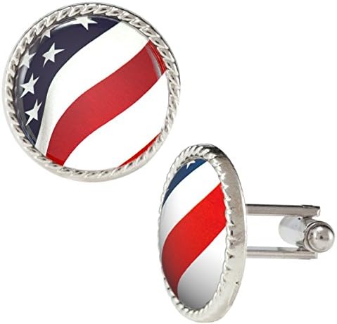 United States USA Flag Red White Blue Cuff Links